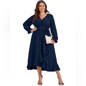 Navy Blue Maxi Wrap Dress~